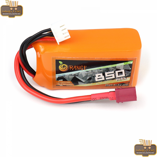 850mAh 3S 30C (11.1V) Orange Lithium Polymer Battery Pack (LiPo)