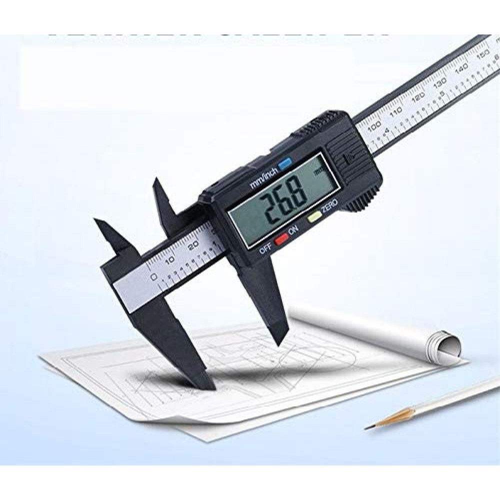150mm 6inch LCD Digital Electronic Carbon Fiber Vernier Caliper Gauge Micrometer 